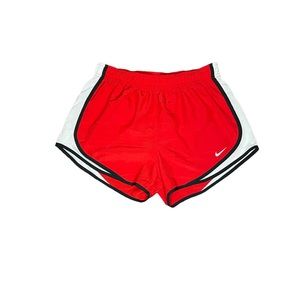 Nike dry-fit shorts women red with black/white stripes size M